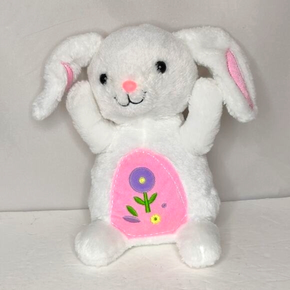 Dan Dee White Floppy Ear Plush Easter Bunny Pink Belly Flower - Picture 1 of 11